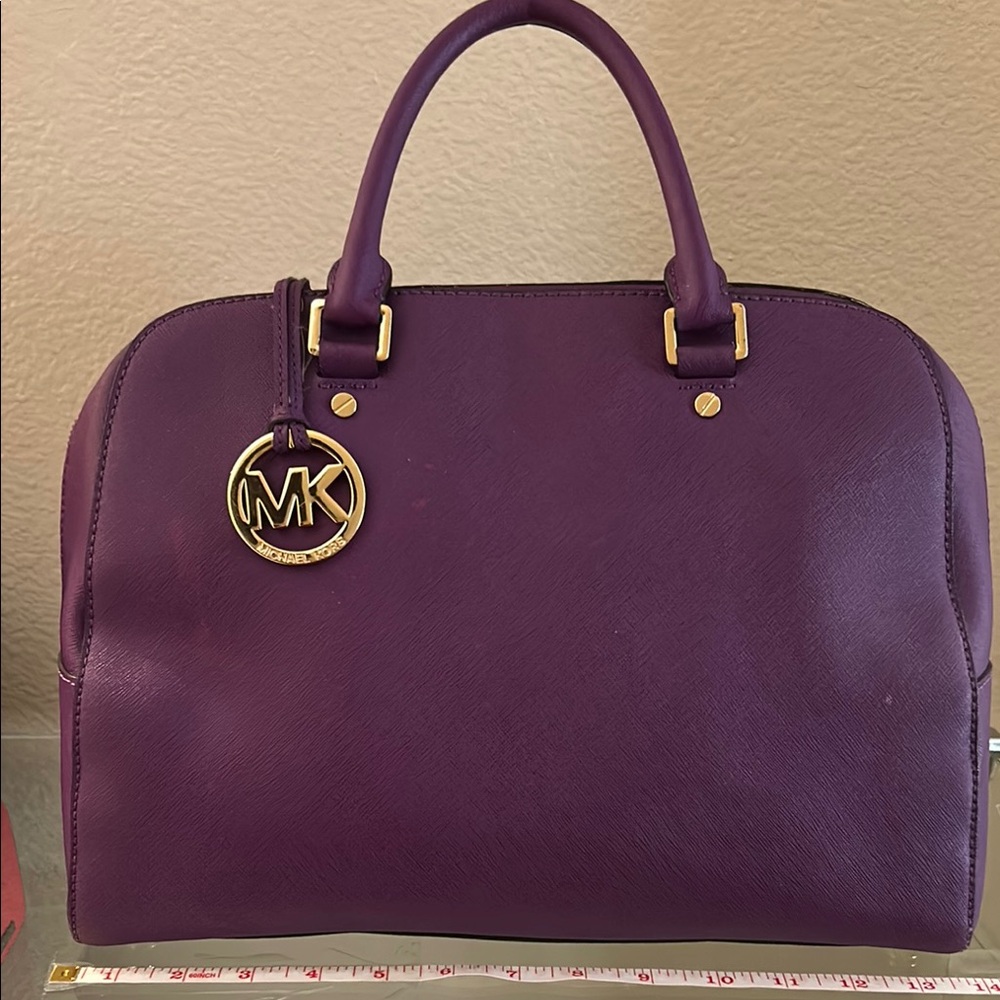 Michael Kors Purple Satchel with Gold Hardware